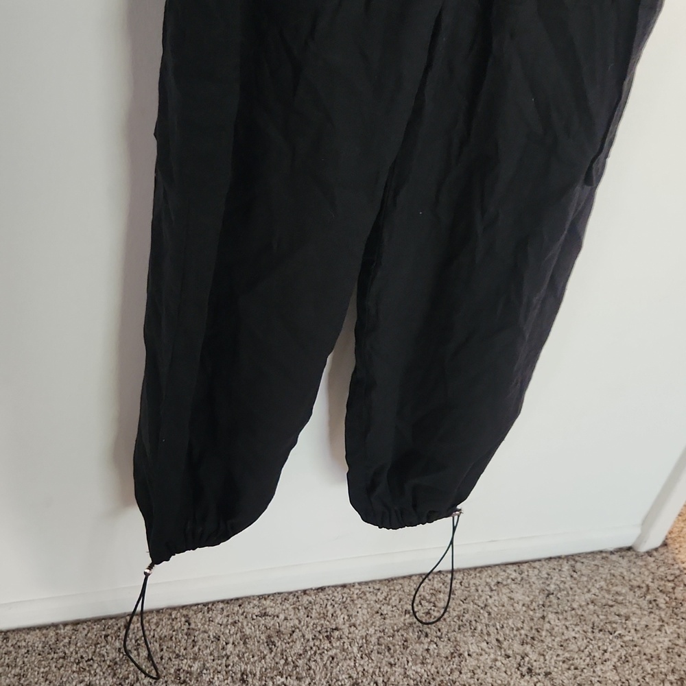 White Fox Black Linen Cargo Drawstring Joggers XS - Picture 4 of 7